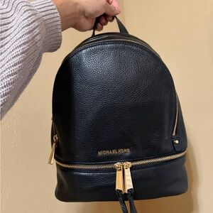 Michael Kors Black Pebbled Leather Backpack
